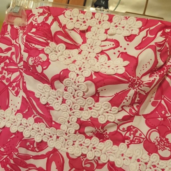 Lilly Pulitzer lobster print Jubilee size 10 strapless dress bubble hem - Picture 3 of 5